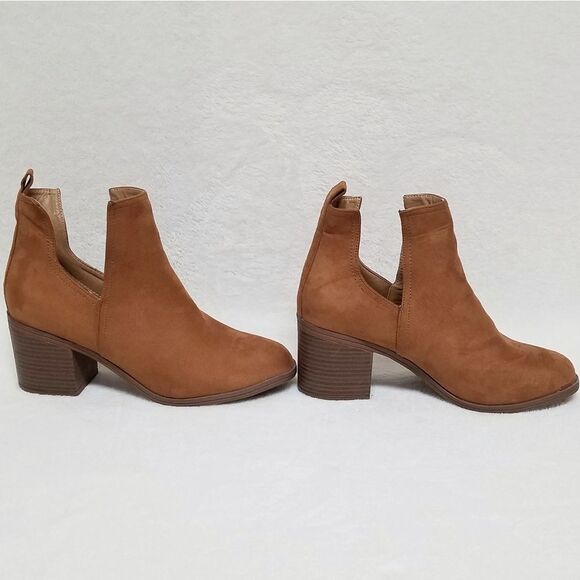 JOLIMALL Chesnut Brown Cut Out Heeled Booties 10 - Picture 3 of 13